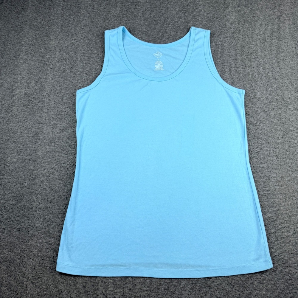St. John's Bay Women's XL Tank Top Blue 100% Cotton Scoop Neck Sleeveless Basic